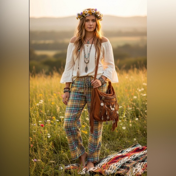 Free People Trousers Hudson Canyon Pants Small Multicolor Womens Wide Leg NWOT